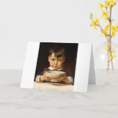 Carte Petit garçon au petit déjeuner (Fleur jaune)