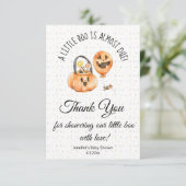 Carte petit garçon, baby shower halloween merci (Debout devant)