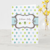 Carte Petit garçon, Bienvenue, Bleu, Vert, Brown (Fleur jaune)