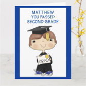 Carte Petit Garçon diplômé Brown cheveux Big (Fleur jaune)