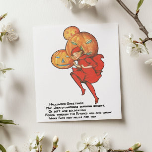 Carte Petit garçon et citrouilles d'Halloween vintage