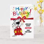 Carte Petit garçon ou petite fille Cartoon Cat 4e annive (Fleur jaune)