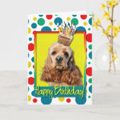 Carte Petit gâteau d'anniversaire - cocker (Fleur jaune)