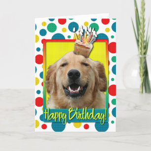 Carte Petit gâteau d'anniversaire - golden retriever -