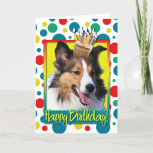 Carte Petit gâteau d'anniversaire - Sheltie