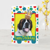 Carte Petit gâteau d'anniversaire - St Bernard - Mae (Fleur jaune)