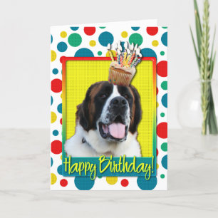 Carte Petit gâteau d'anniversaire - St Bernard - Mae