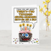 Carte Petit gâteau de joyeux anniversaire - 62 années (Fleur jaune)