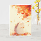 Carte Petit Hérisson Feuillu (Fleur jaune)