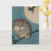 Carte Petit hibou à cornes sur la branche d'érable sous (Fleur jaune)