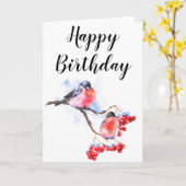 Carte Petit Jardin Bird Sketch Joyeux anniversaire (Fleur jaune)