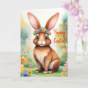 Carte Petit lapin brun joyeux 1, Pâques