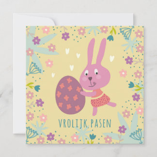 Carte Petit lapin de Pâques avec oeuf en chocolat