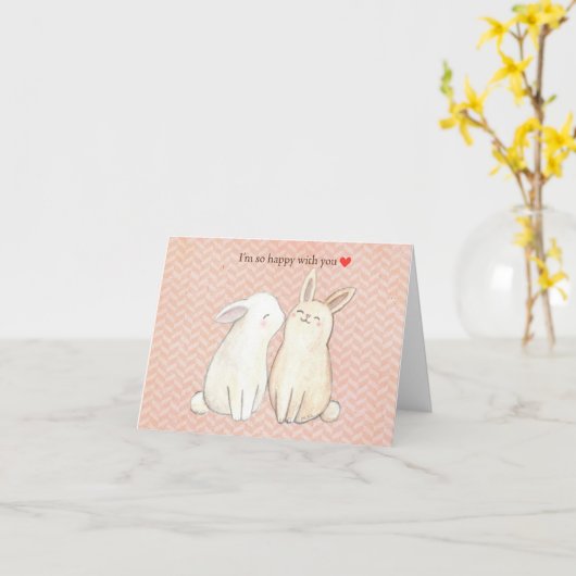 Carte Petit lapin lapin lapin Valentine Anniversaire Joy (Fleur jaune)