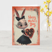 Carte Petit lapin offrant des chocolats pour la fête des (Fleur jaune)