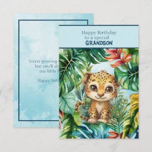 Carte Petit léopard Joyeux anniversaire Petit-fils spéci
