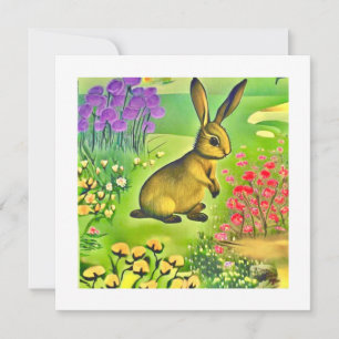 Carte Petit lièvre dans les fleurs