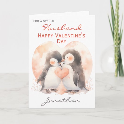 Carte Petit Mari Penguin Amour Saint Valentin (Devant)