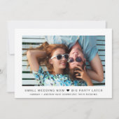 Carte Petit Mariage Maintenant Big Party Plus Tard Photo (Devant)