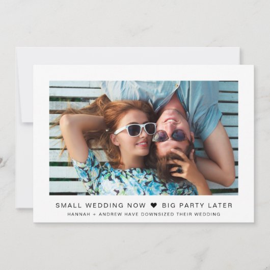 Carte Petit Mariage Maintenant Big Party Plus Tard Photo (Devant)