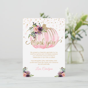 Carte Petit Merci de Baby shower Citrouille 4,5 x 6,25