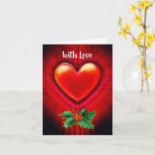 Carte Petit message personnalisé de coeur rouge de la ca (Fleur jaune)