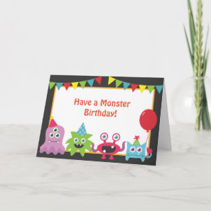 Carte Petit Monstre Mignon Joyeux Anniversaire