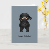 Carte Petit Ninja sur Grey Joyeux anniversaire (Fleur jaune)
