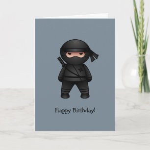 Carte Petit Ninja sur Grey Joyeux anniversaire