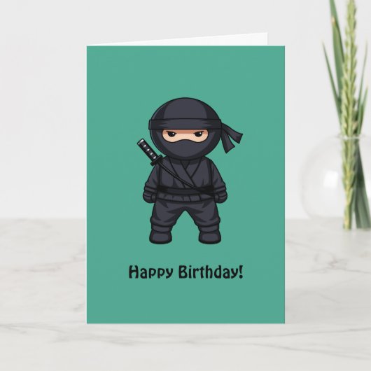 Carte Petit ninja sur vert Joyeux Anniversaire (Devant)