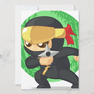 Carte Petit Ninja tenant Shuriken