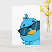 Carte Petit Oiseau Bleu Joyeux anniversaire (Fleur jaune)