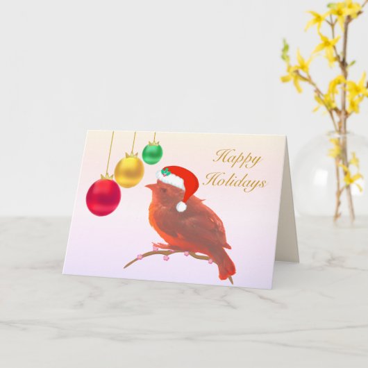 Carte Petit oiseau de Noël (Fleur jaune)
