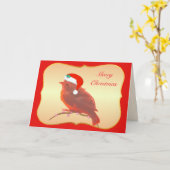 Carte Petit oiseau mignon de Noël (Fleur jaune)