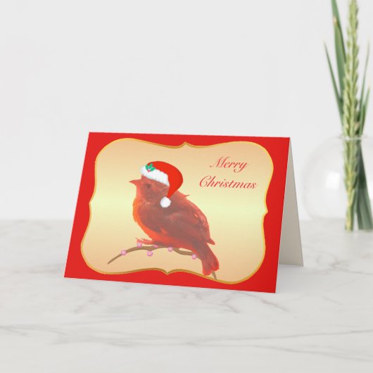 Carte Petit oiseau mignon de Noël (Devant)
