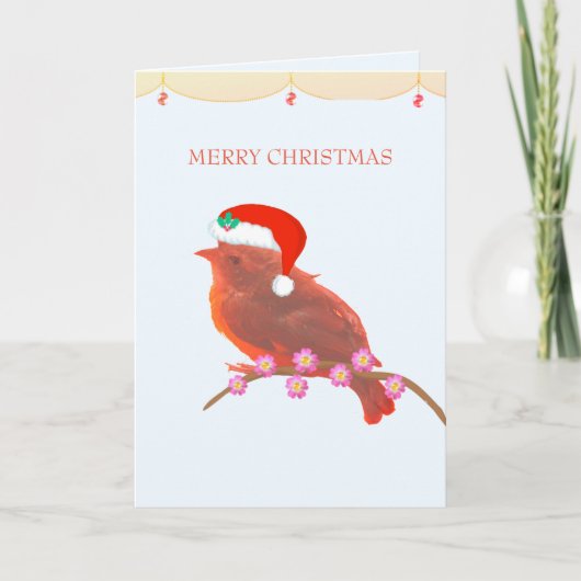 Carte Petit oiseau mignon de Noël (Devant)