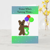 Carte Petit Ours À Trois Ans (Fleur jaune)