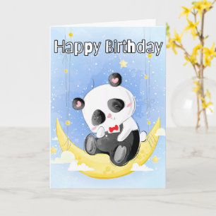 Carte Petit ours de panda endormi   Joyeux anniversaire