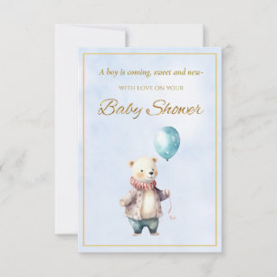 Carte Petit ours tenant un ballon Baby Shower