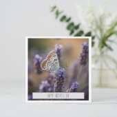 Carte Petit papillon mignon sur lavande personnalisable (Debout devant)