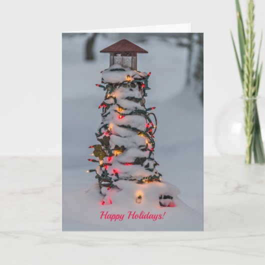 Carte Petit phare décoré pour Noël (Devant)