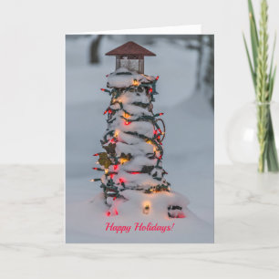 Carte Petit phare décoré pour Noël