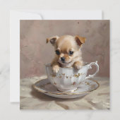 Carte Petit plaisir : chiot chihuahua dans une tasse à t (Dos)