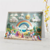 Carte Petit Poney et Licornes (Fleur jaune)