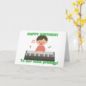 Carte Petit prodige Vœu d'anniversaire Clavier de piano  (Fleur jaune)
