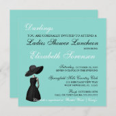 Carte Petit Robe Noire Thème Douche Turquoise Blue Party (Devant / Derrière)