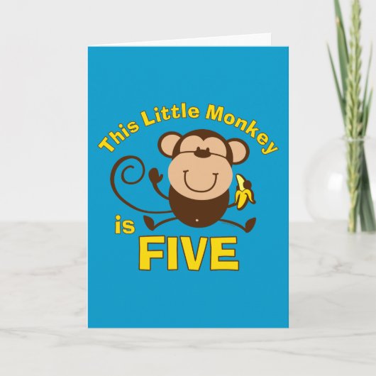 Carte Petit singe 5e anniversaire garçon (Devant)
