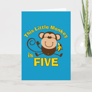 Carte Petit singe 5e anniversaire garçon