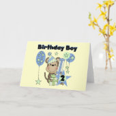 Carte Petit Singe Avec Cadeaux T-shirts 2e Anniversaire (Fleur jaune)