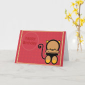 Carte petit singe de joyeux anniversaire (Fleur jaune)